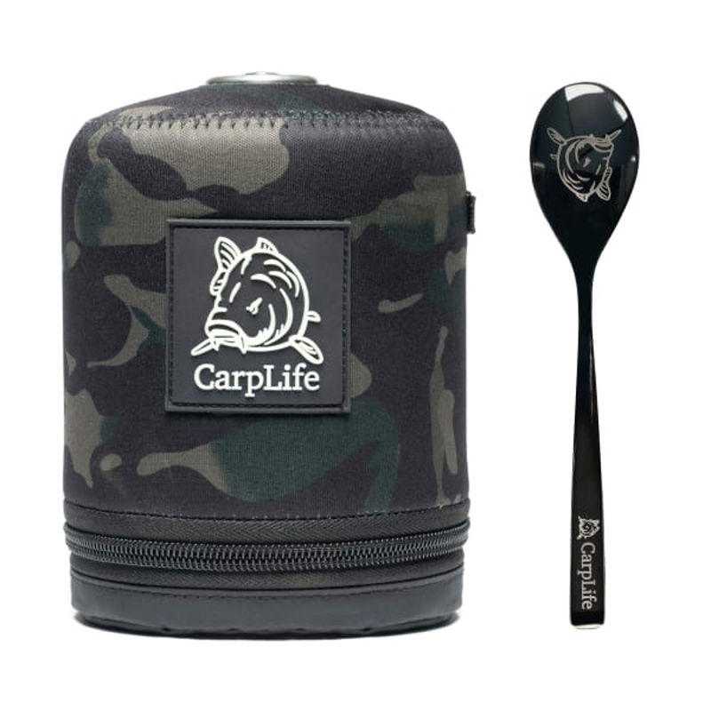 CarpLife Camo Neoprene Gas Canister Cover & Spoon